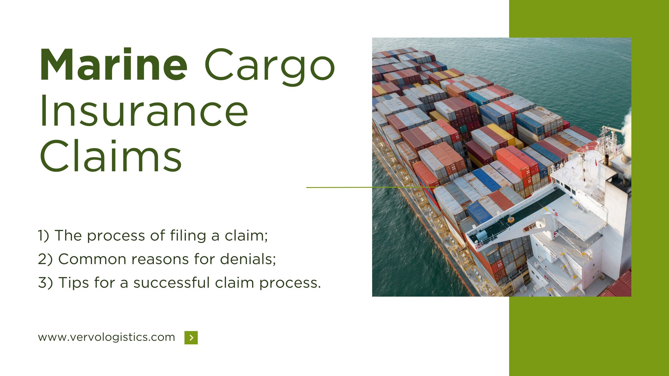 Marine Cargo Insurance Claims Services by Vervo Middle East in the UAE for cargo shipping and logistics solutions in Dubai